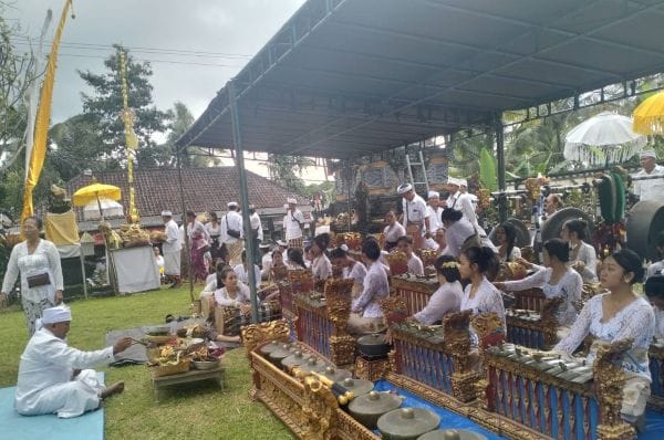 Prosesi mejaya-jaya Sekaa Gong Ayuning Madusuara , Sesandan, Megati, Selemadeg Timur