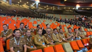 Bupati Wayan Adi Arnawa dan Wabup Bagus Alit Sucipta saat menghadiri Rakornas di Sentul International Convention Center, Bogor, Jawa Barat