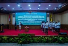 Bupati Wayan Adi Arnawa melantik dan mengambil sumpah jabatan 12 Pejabat Pimpinan Tinggi Pratama di Lingkungan Pemkab. Badung di Ruang Kertha Gosana, Puspem Badung