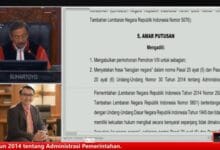 Tangkapan Layar saat Sidang MK Pengucapan Putusan-Ketetapan yang dipimpin Hakim Konstitusi Suhartoyo, dan digelar secara daring