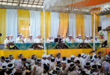 Bupati Badung I Wayan Adi Arnawa bersama Ketua DPRD Badung I Gusti Anom Gumanti menghadiri (upasaksi) puncak Karya Nyawa Wedana Utama di Wantilan Nusa Bangsul, Desa Adat Ungasan, Kuta Selatan