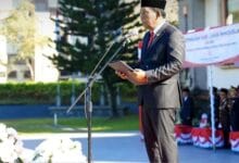 Ketua DPRD Kabupaten Badung, I Gusti Anom Gumanti saat membacakan Teks Pancasila