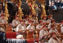 Sanggar Seni Taksu Murti Kemanisan dari Kelurahan Legian, Kecamatan Kuta dalam Parade Angklung Kebyar PKB XLVIII 2026