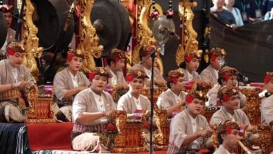 Sanggar Seni Taksu Murti Kemanisan dari Kelurahan Legian, Kecamatan Kuta dalam Parade Angklung Kebyar PKB XLVIII 2026