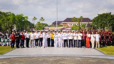 Bupati Wayan Adi Arnawa hadir saat Gelar Pasukan Calon Paskibraka Kabupaten Badung dan Paskibra Kecamatan se-Kabupaten Badung di Lapangan Puspem Badung